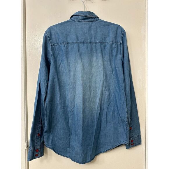 Studio Ghibli Kiki's Delivery Service Jiji Denim Woven Button-Up Shirt Size S - Picture 4 of 7